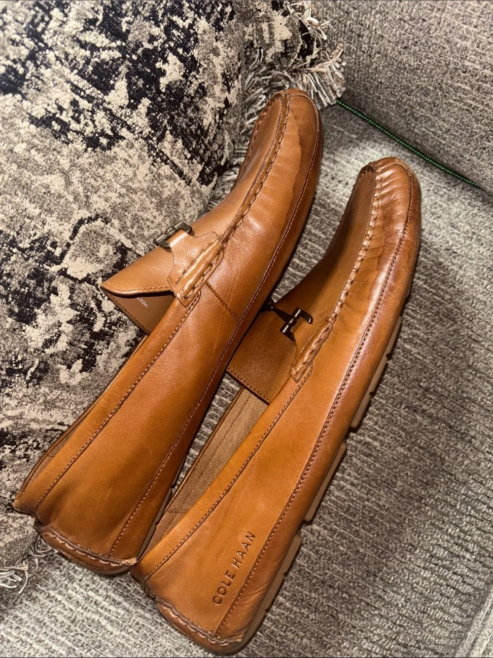 Cole Haan Men's Cognac Leather Bit Loafers Size 13
